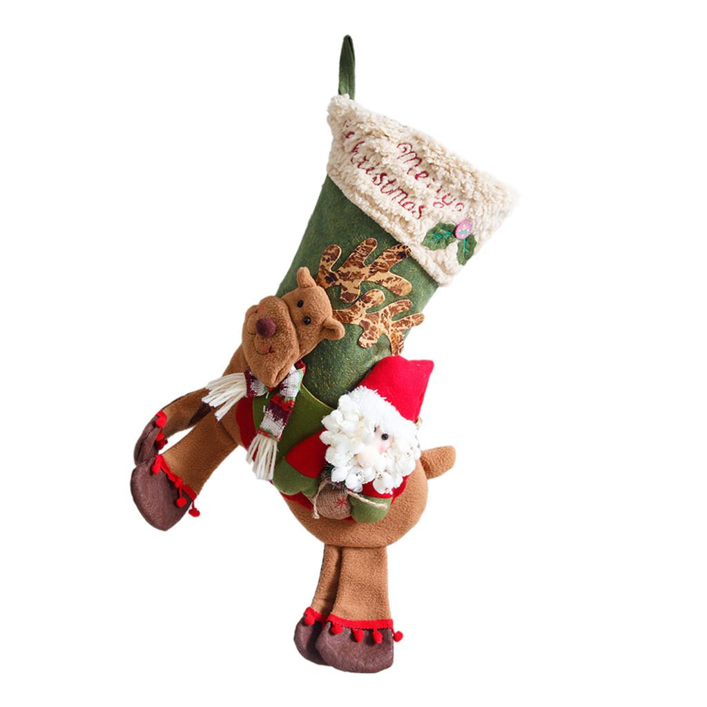 Flannel Christmas Stocking Sack Presents Bag Christmas A