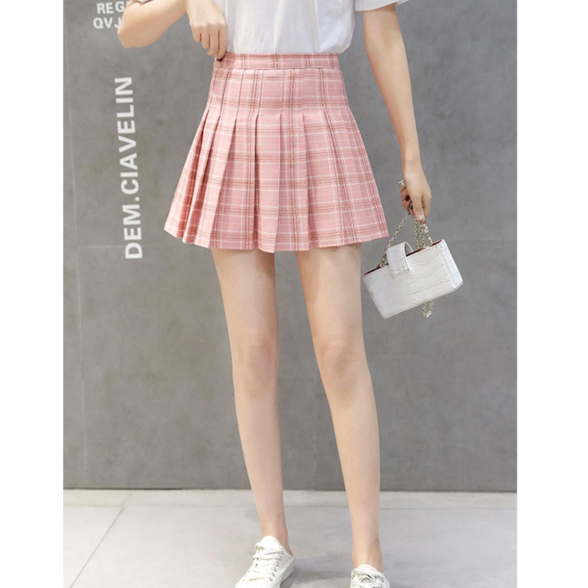 Women Girls Mini Skirt Short High Waist Pleated Skater Tennis Pink M