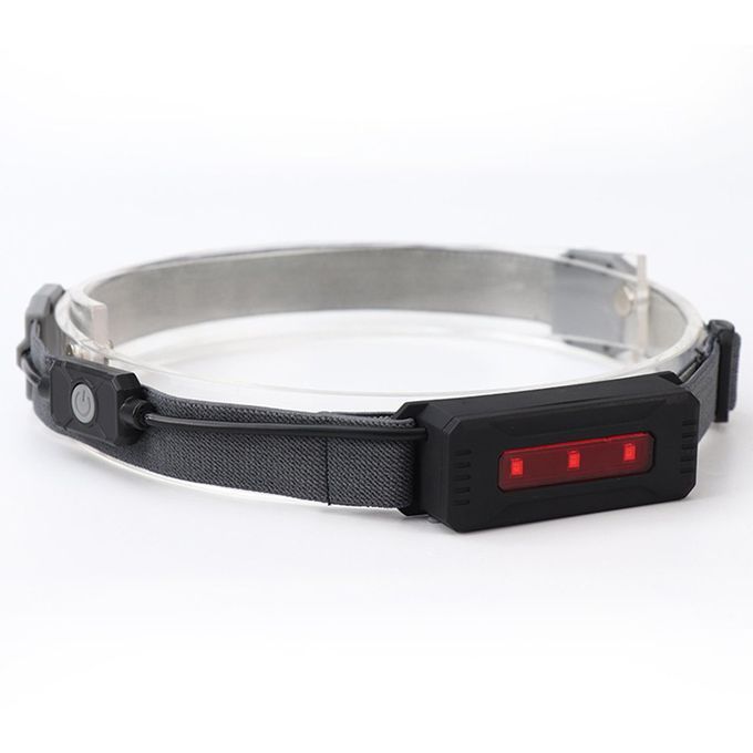 Head  Flashlight Re Hargeable Outdoor Headlights For Running With Red Light-black