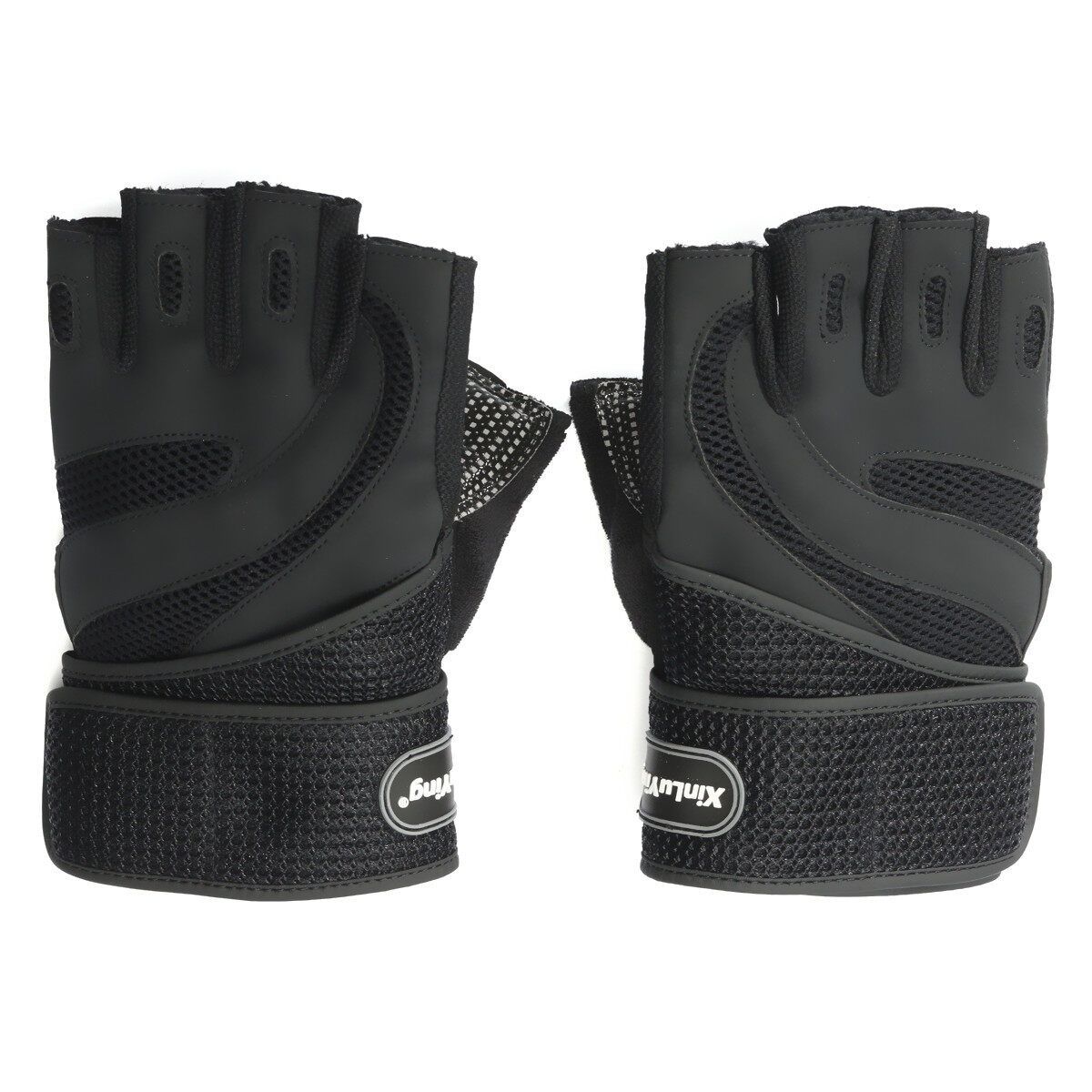 Men Weight Lifting Gym Sport Exercise Training Fitness Wrist Wrap Black XL XL
