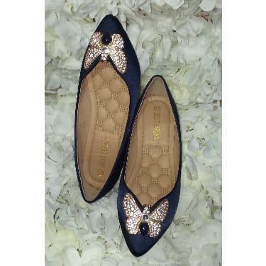 Butterfly Flat Shoes - Navy Blue