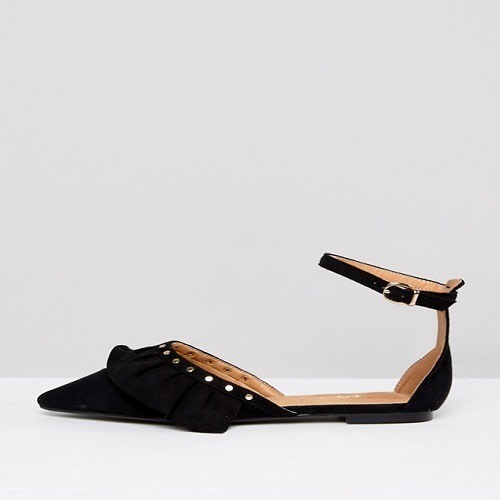 Ruffle Flat Shoes - Black