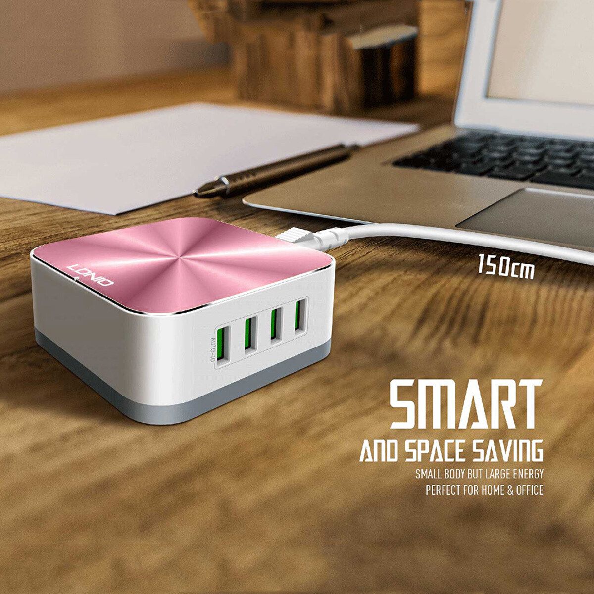 Quick Charge QC 3.0 Universal Super Fast USB 8 Port Desktop Charger 50W/10A AU/UK/EU/US Plug UK Plug White + Rose