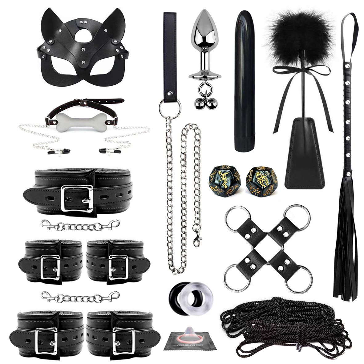 G Spot Dildo Vibrator Anal Plug Bondage Set  Toys