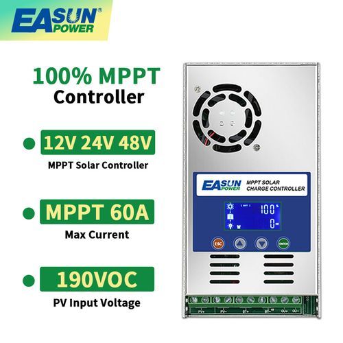 Mppt 60a Solar Charge And Discharge Controller Backlight Lcd 12v 24v 36v 48v Auto For Max Pv 190vdc Lead Acid Lithium Battery-12V 24V 36V 48V--
