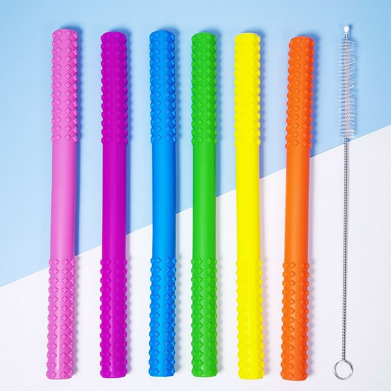 6pc Baby Hollow Tube Teether Toy Silicone Infants Soother