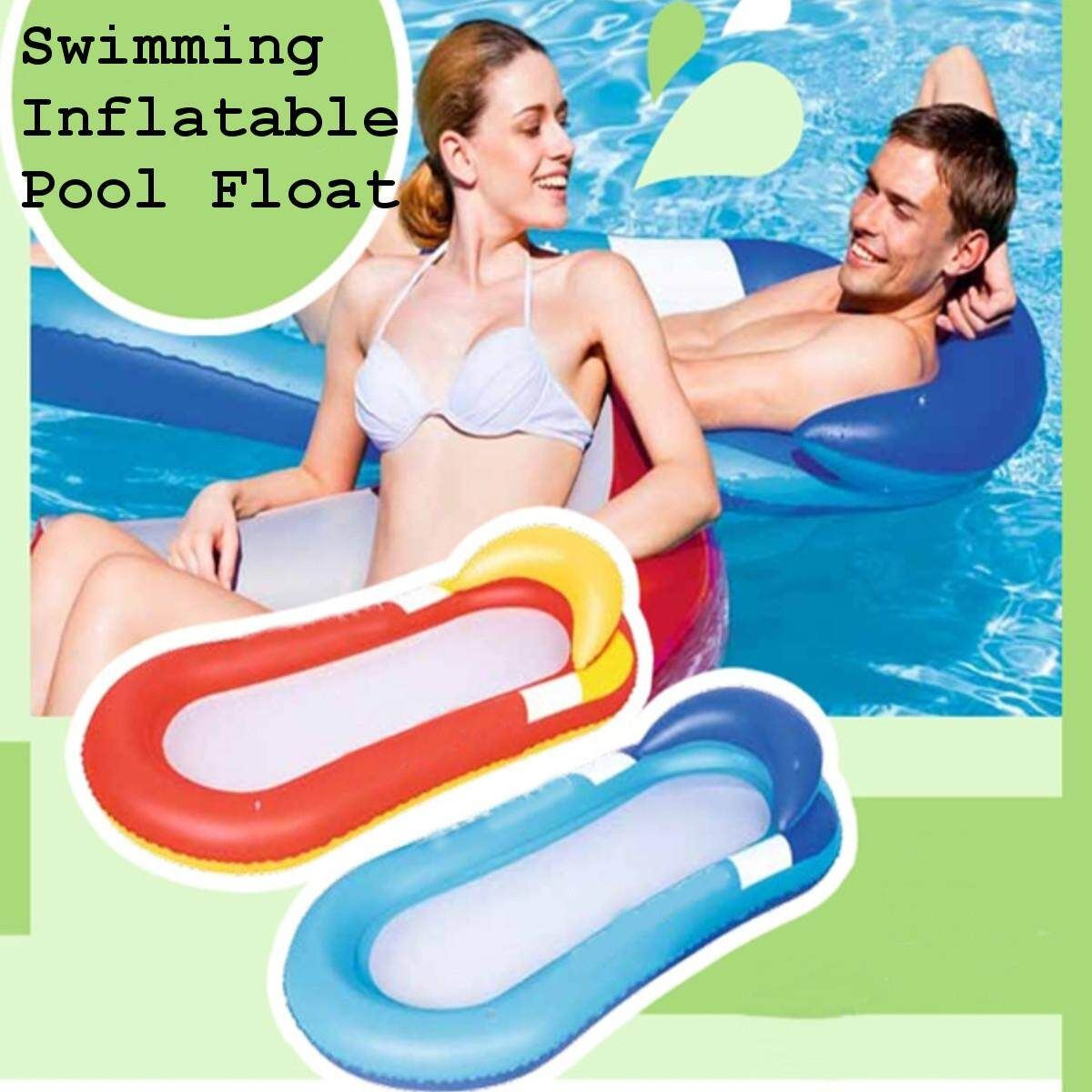 Summer Inflatable Swimming Pool Float Raft Tube Hammock Lounge Bed Chair Adult Water Sport Toy Bed Blue