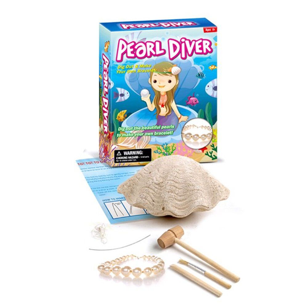 Gemstone Pearl Mining Kit Bracelet Making Create Set Educational Kids Fun Toy Pearl Bracelet