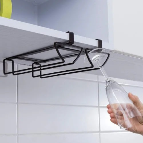 Wine Glass Cabinet Hanger Storage Rack - Black