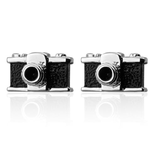 Black & Silver Camera Cufflinks For Men