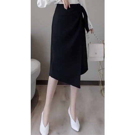 Wrap Pencil Skirt- Black