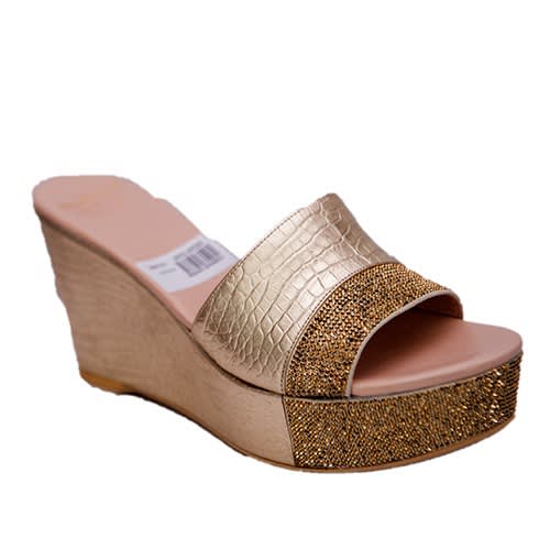 Gold Wedge Slippers