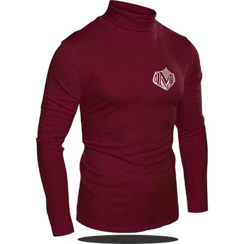 Maroon Crested Turtle Neck Tshirt