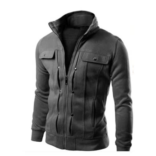 Fleece Full Zip Jackets Cardigan - Grey