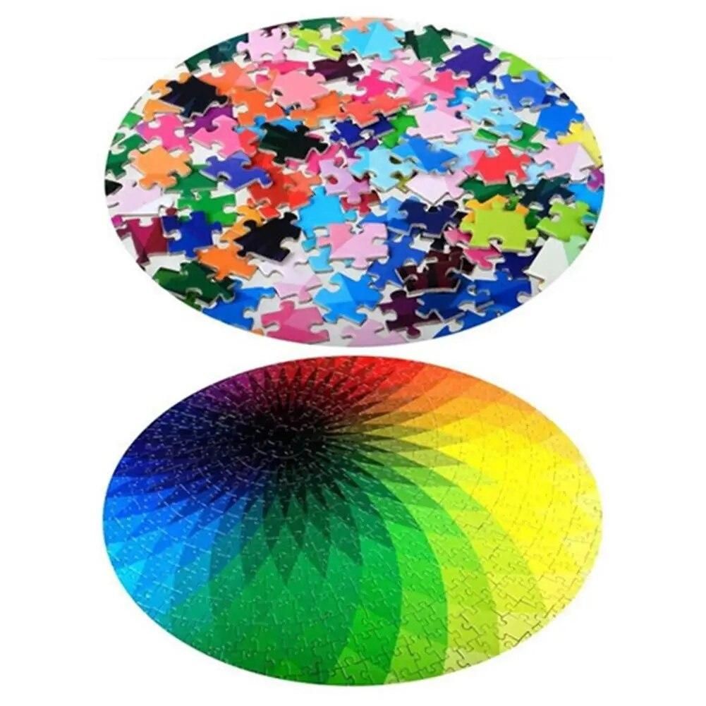 1000 Piece Kit Rainbow Palette Puzzle Gradient Color Rainbow Large Round Puzzle Puzzles For Adults Teens