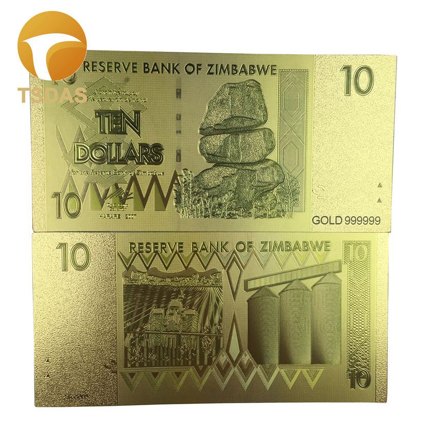 Gold Banknote Set Plated Banknotes Gold Foil 10 Dollars