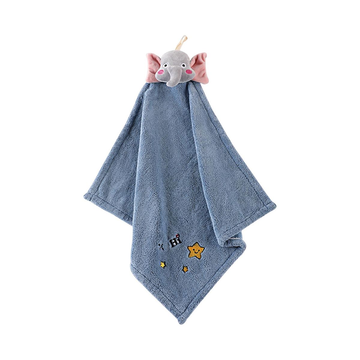 Drying Towel Lovely Cartoon Doll Embroidery Bath Hanging Drying Towel Blue