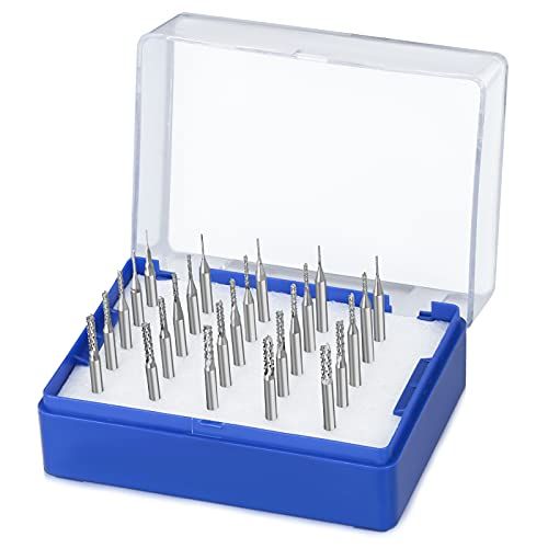 K Kwokker 25Pcs End Mills CNC Router Bits For Wood PCB 18 Sh