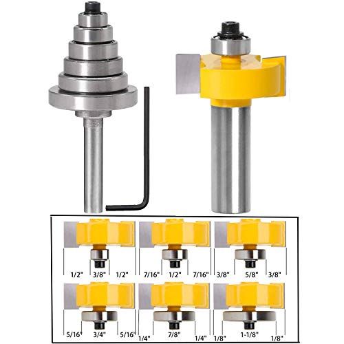Rabbet Router Bit With 6 Bearings Set 18 14 516 38 716 12 In