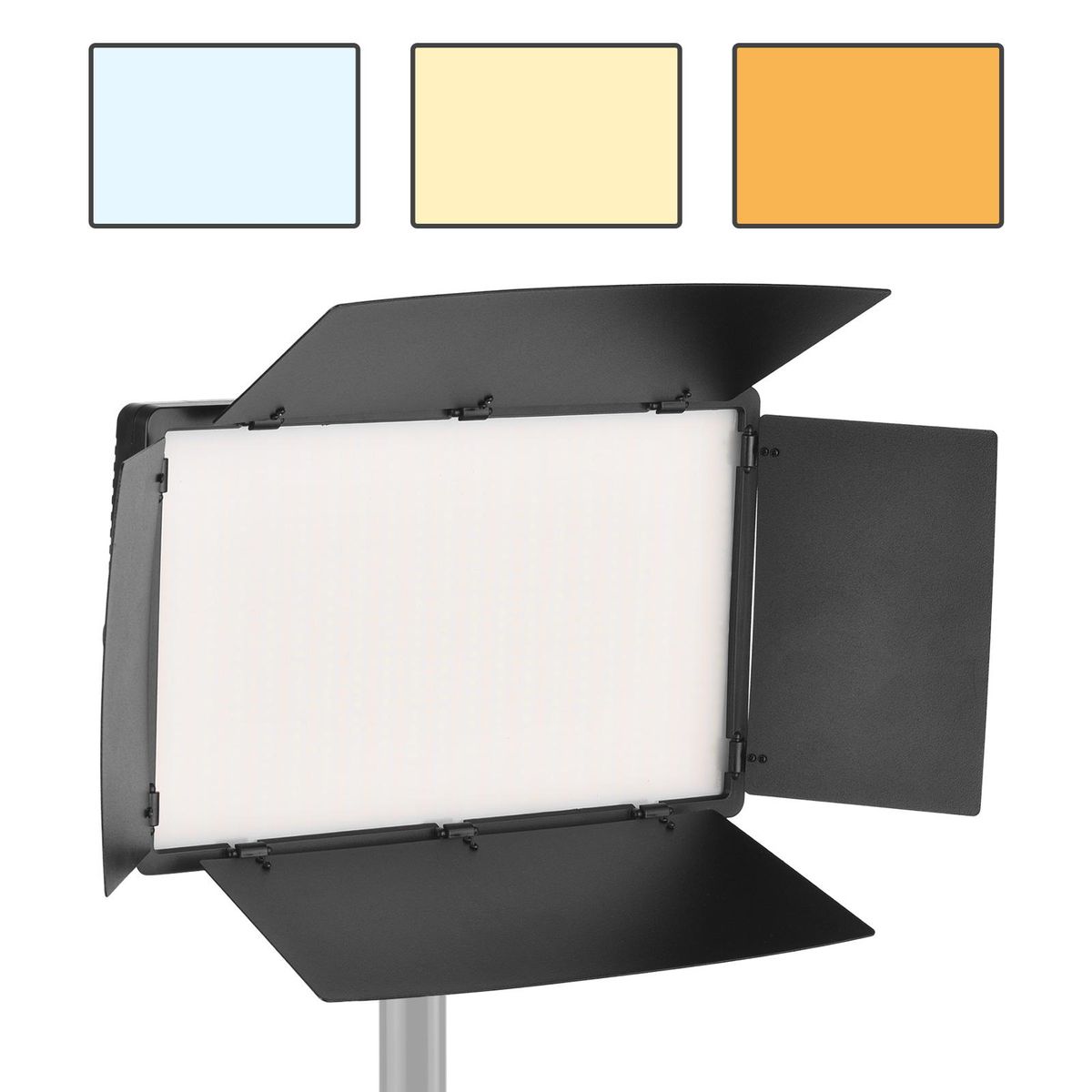 Andoer LED-800 LED Video Light Professional Photography Light Panel 800PCS Bright Light Beads Adjustable Bi-Color Temperature 3200-5600K Dimmable Brightness with Barndoor 1/4 Inch Screw Hole Ball Head Cold Shoe Mount for Outd