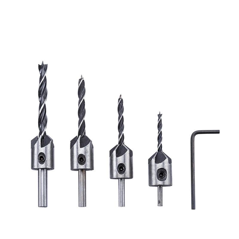 4pcs 3mm-6mm HSS Countersink Drill Bit Set Reamer