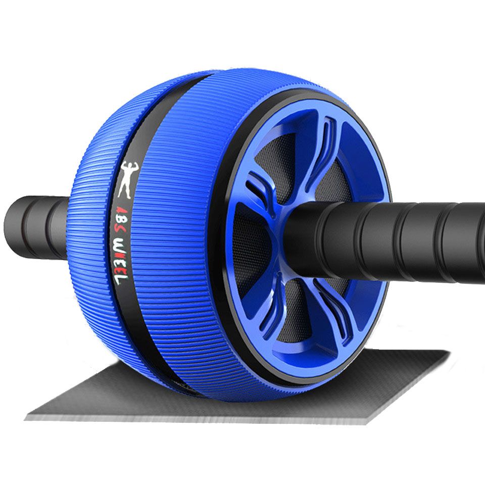 Roller&Jump Rope No Noise Abdominal Wheel Ab Roller With Mat  For Exercise Fitness-Blue B
