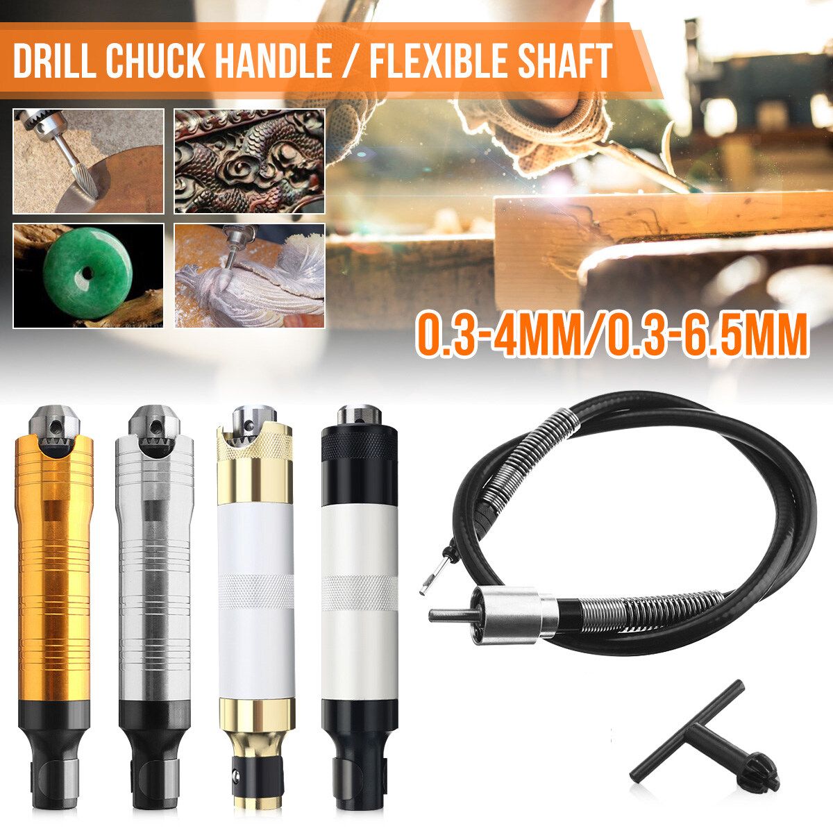 Grinding Machine Handle With Wrench Flexible Shaft For Crane/Electric Grinder 0.3-4mm Silver Handle