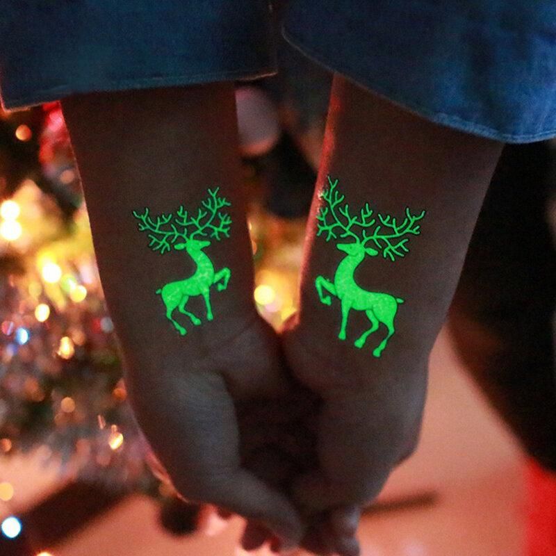 Luminous Tattoo Sticker Festive Party Tattoos Cute Cartoon Christmas Temporary Tattoo Stickers