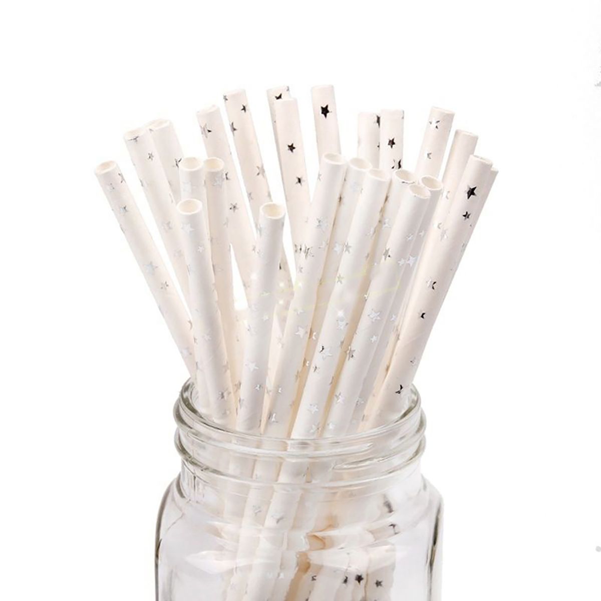 25Pcs Disposable Biodegradable Paper Drinking Straws-
