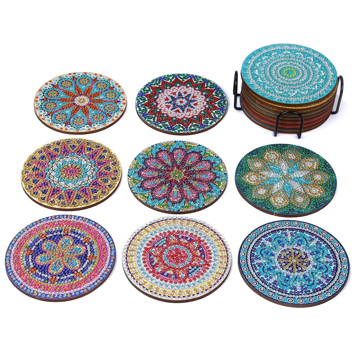 DIY Diamond Paint Christmas Coasters Pack Of 8 Ceramic