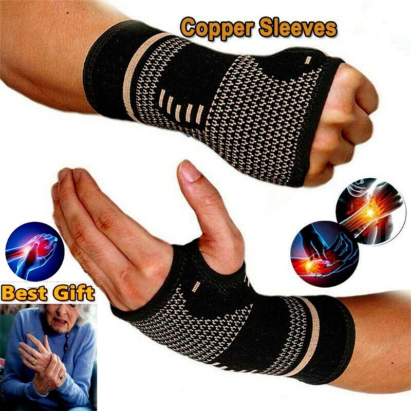 Copper Nylon Wrist Guard Band  Support Sports Pain Relief Wrap Bandage Hand  Sleeve Compression Arthritis Gloves-1pcs