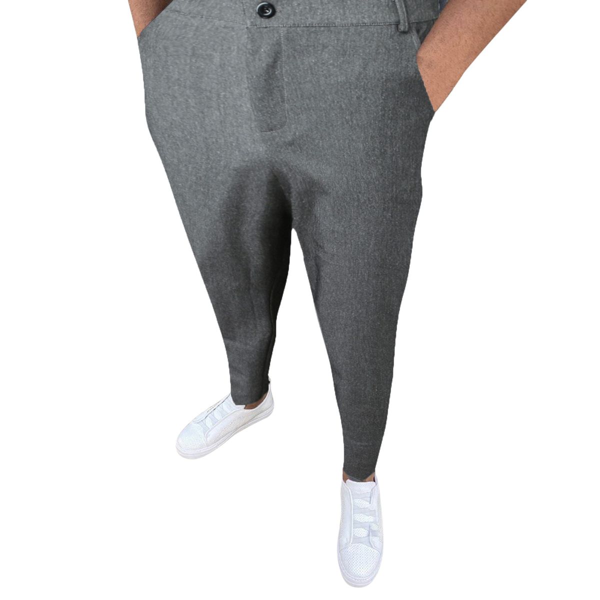 (Dark Grey)Men Casual Business Pants Versatile Fashion Stretch Social Pencil Pan