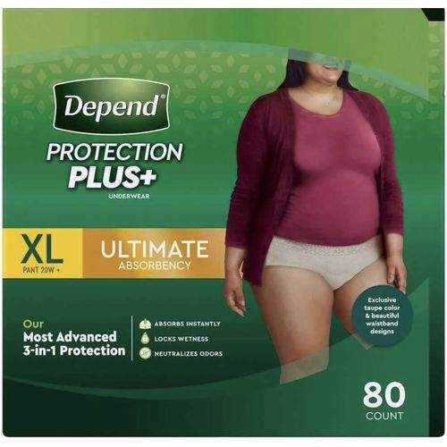FIT-Flex Incontinence Underwear For Women, Maximum Aobsorbency, XL Tan, 80 Count