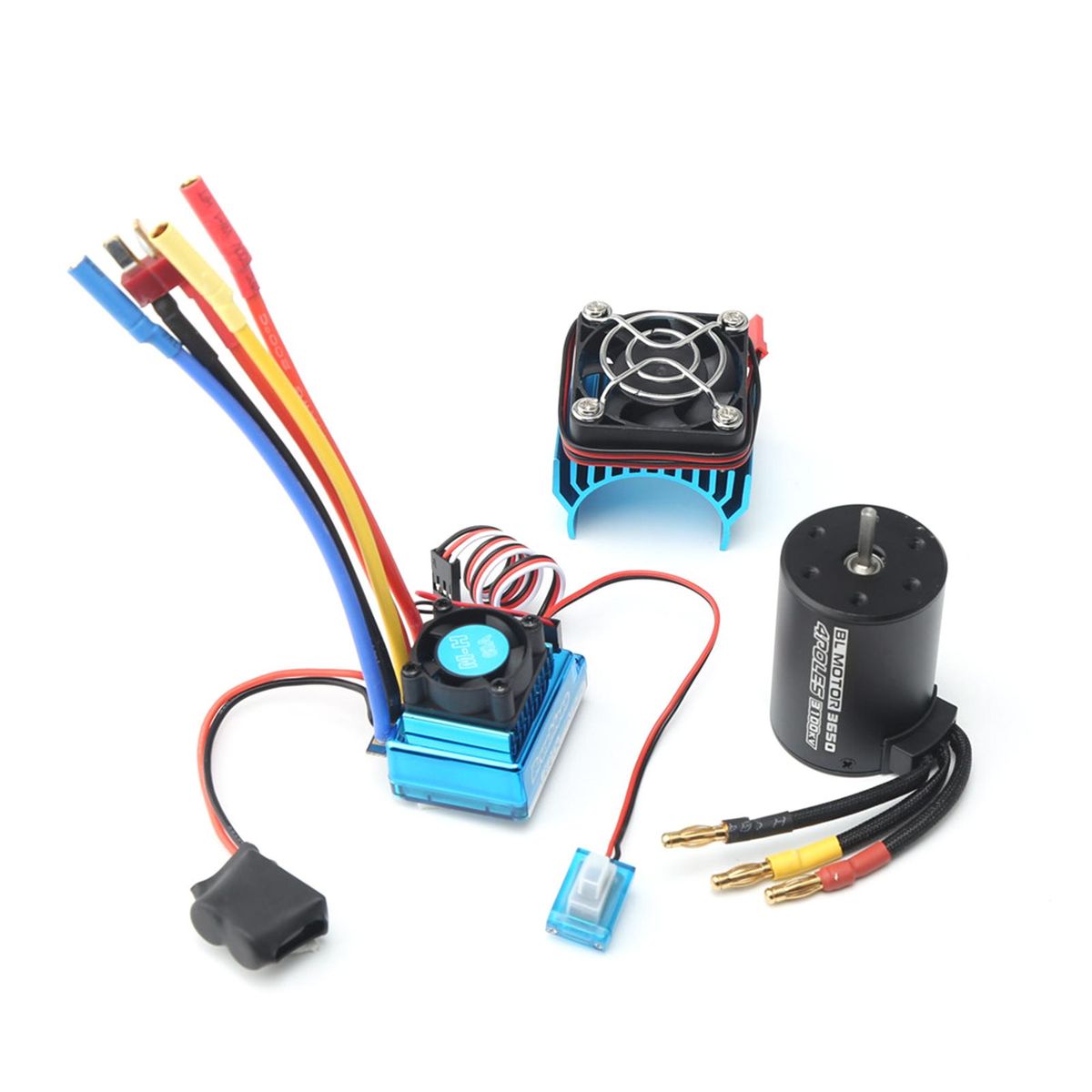3650 Brushless Motor 3100KV with 60A Brushless ESC HeatSink for 1/8 1/10 RC Car RC Boat Part