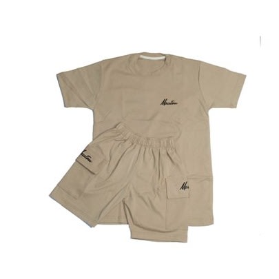 Women's Brown Crested Tshirt And Combat Biker Short