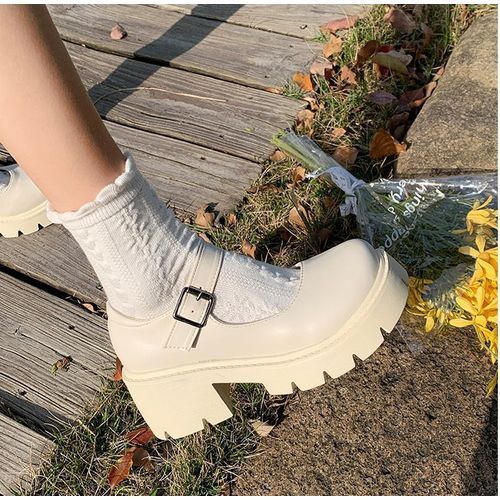 Female Mary Jane Shoes Lolita Japanese Style Retro Girl High Heel Platform White