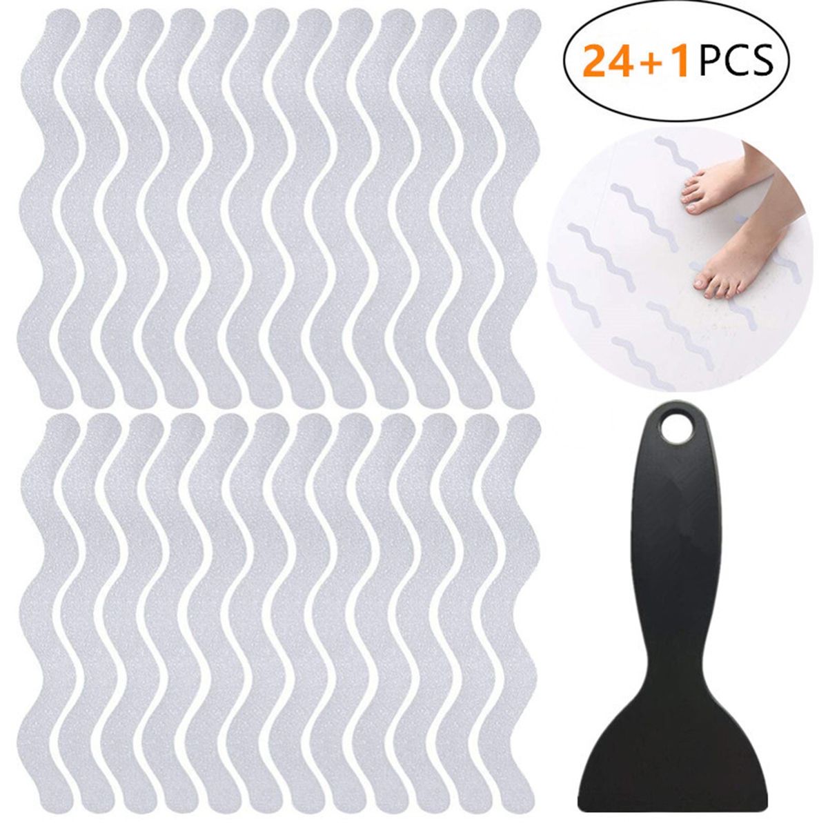 Bathtub Stickers 24 PCS Non-Slip Bath Stickers Safety Tub