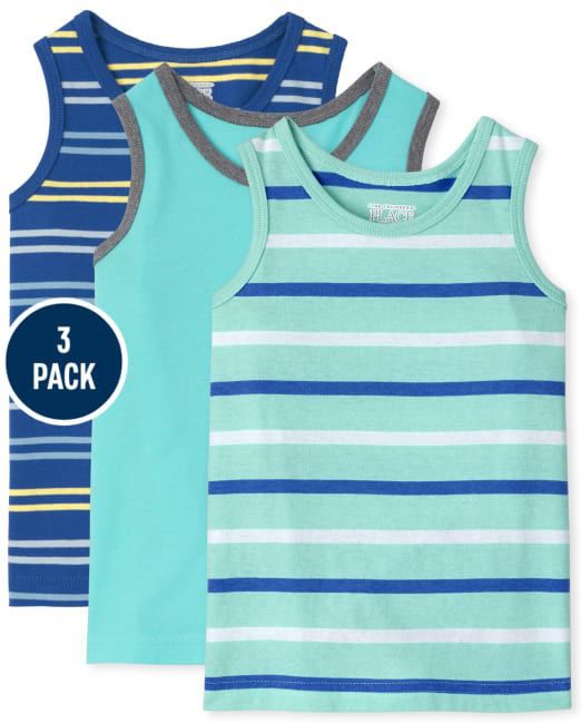 Baby And Toddler Boys Dino Colorblock Tank Top 3-Pack