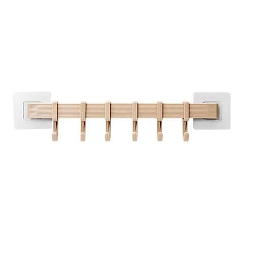Kitchen/bathroom Organizing Wall Hanger With 6 Hooks Decoration - Beige