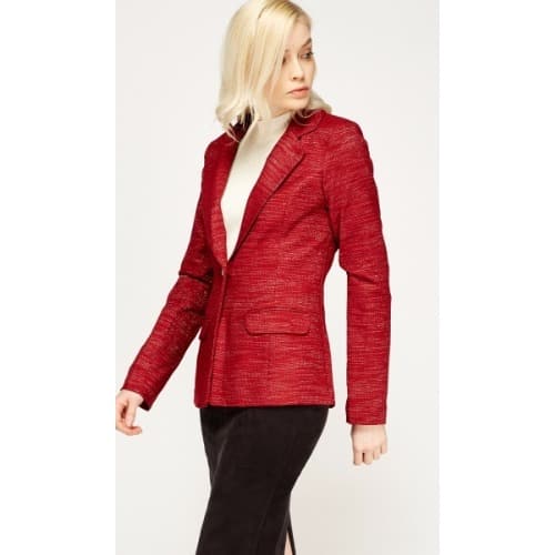 Metallic Insert Lapel Blazer - Red