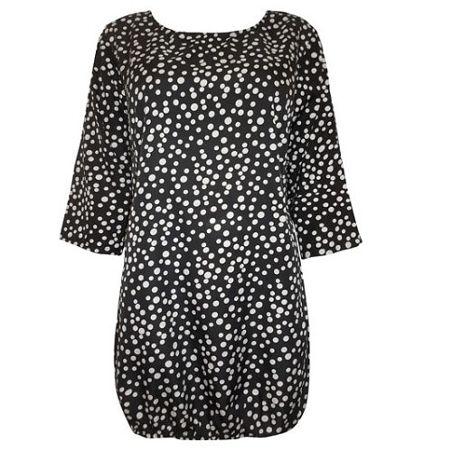 Eaonplus Black Spot Print Half Sleeve Tunic
