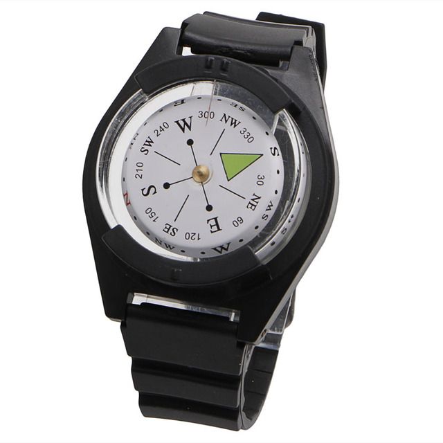 1pc Military Tactical Wrist Compass Outdoor Black Band