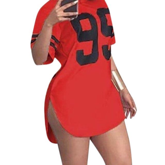 Women's T-Shirt Sexy Long Skirt Printed Ladies Red_S