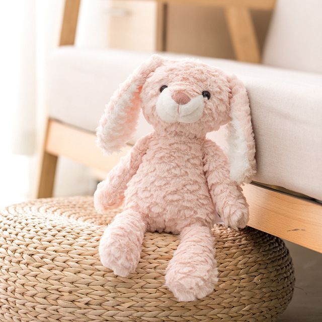 High Quality Soft Long Legs Bunny Teddy Bear Dog Elephant Unicorn Stuffed Cartoon Animals Baby Appease Toy Doll Toy For Children(#pink Bunny 37cm)