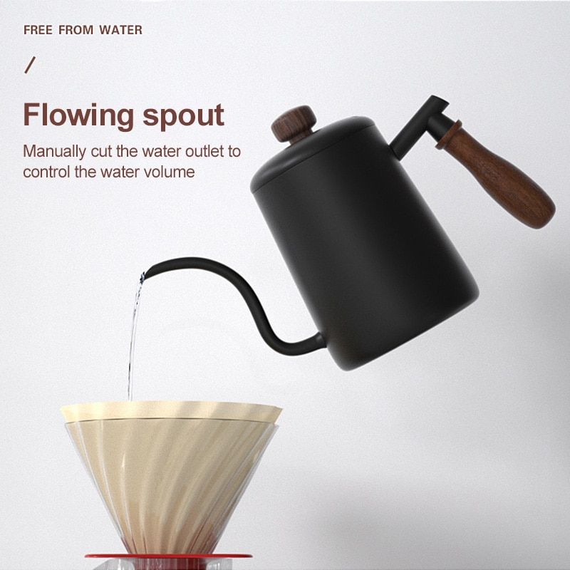 600Ml Stainless Steel Long Narrow Spout Coffee Pot Gooseneck Kettle Hand Drip Kettle Pour Over Coffee Pot Tea Pot Coffee Tool