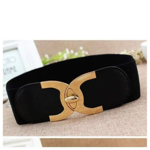 Women's Cummerbund Strap Elastic Belt - Black