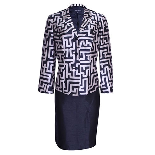 Geo Print Long Sleeve Jacket With Overlap Front & Press Button