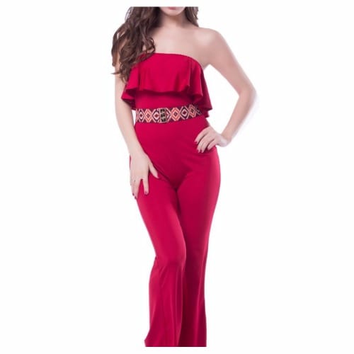Emfed Belt Detail Jumpsuit - Red