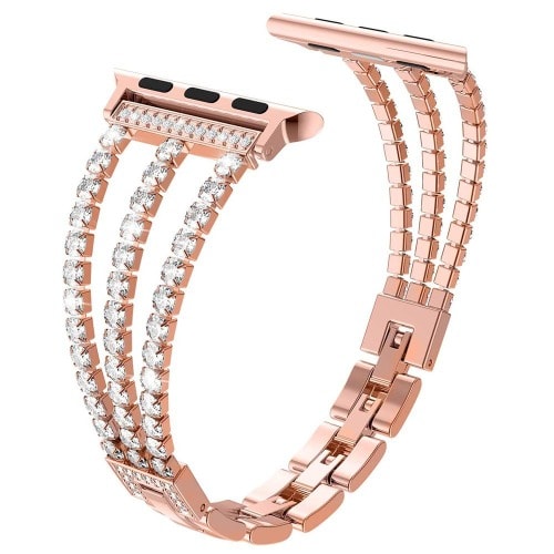 Triple Bling Strap For iWatch All Series - 45mm - 44mm - 42mm - Rosegold