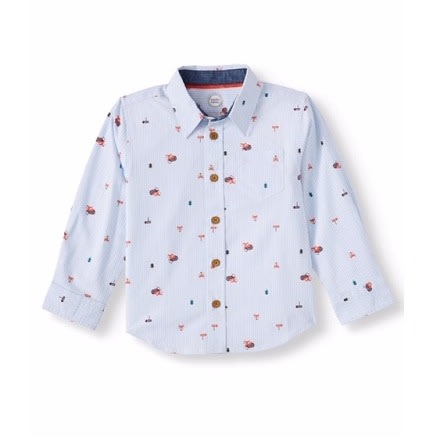 Toddler Boys’ Long Sleeve Printed Button Up Woven Shirt -fox